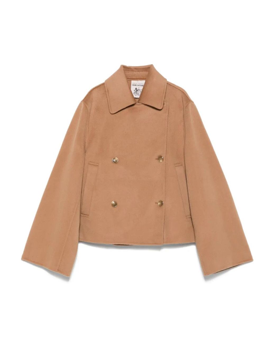 Semicouture Natural Double-Breasted Peacoat