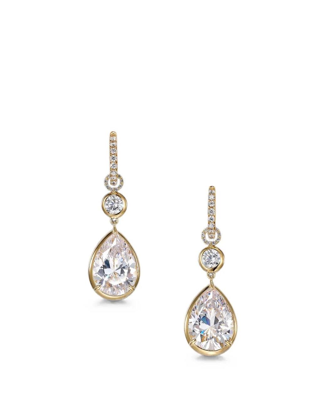 Anabela Chan White Large Pear-Pendant Diamond Earrings