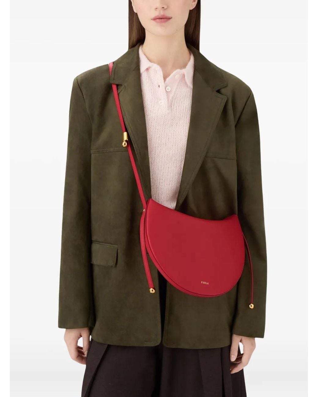 Furla Red Small Moonstone Shoulder Bag