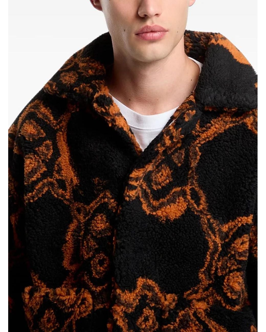 Daily Paper Black Burned Shield Faux-Fur Jacket for men
