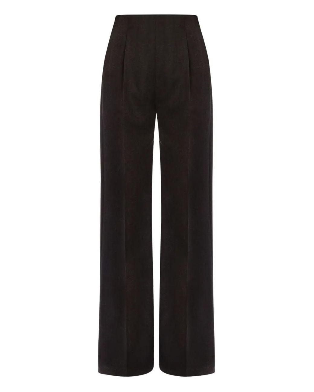 Alberta Ferretti Black High-Waisted Wool Trousers