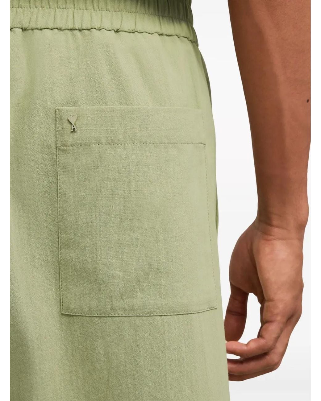 Bermudas Con Placa Del Logo AMI de hombre de color Green