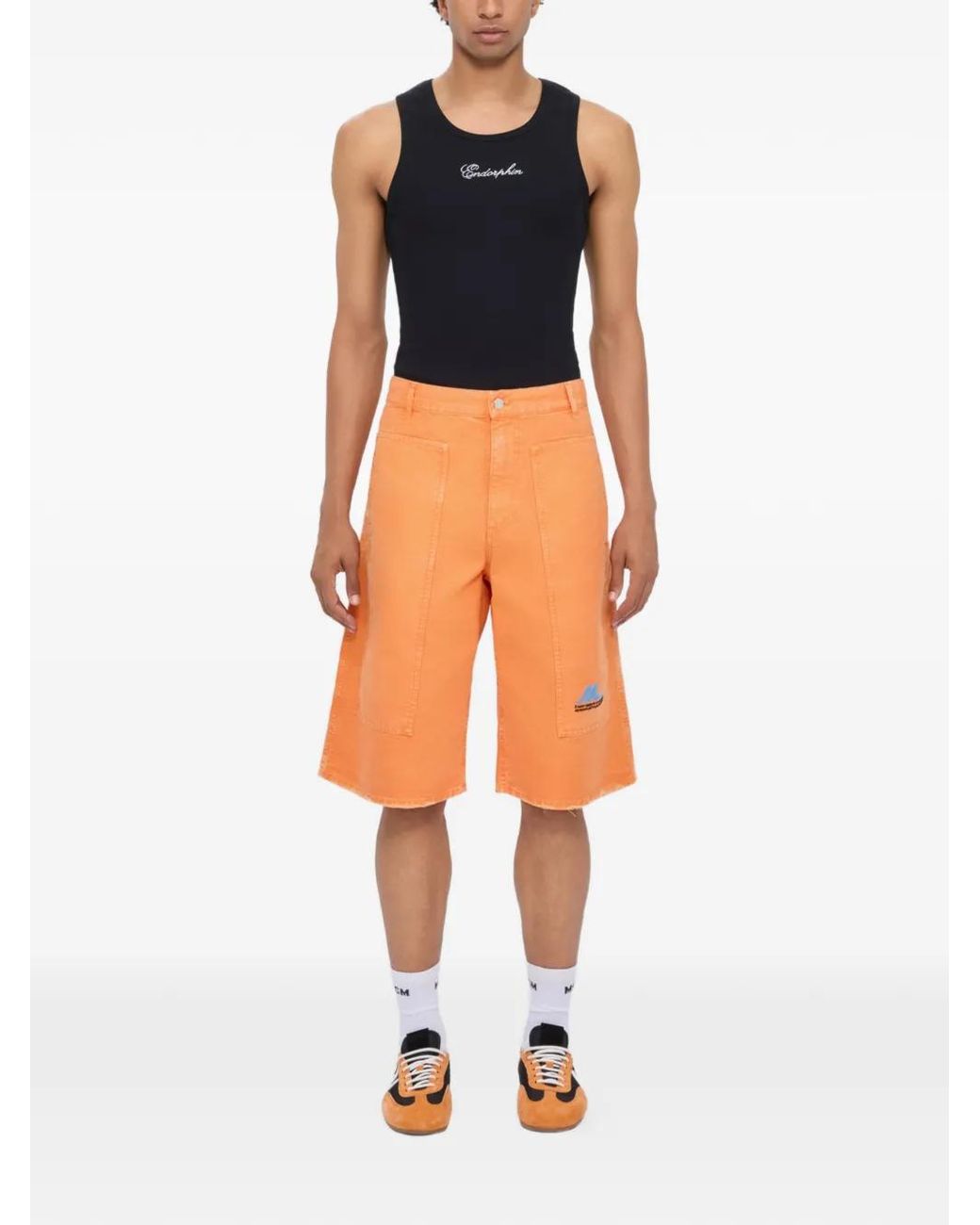 MSGM Orange Pocket Denim Shorts for men
