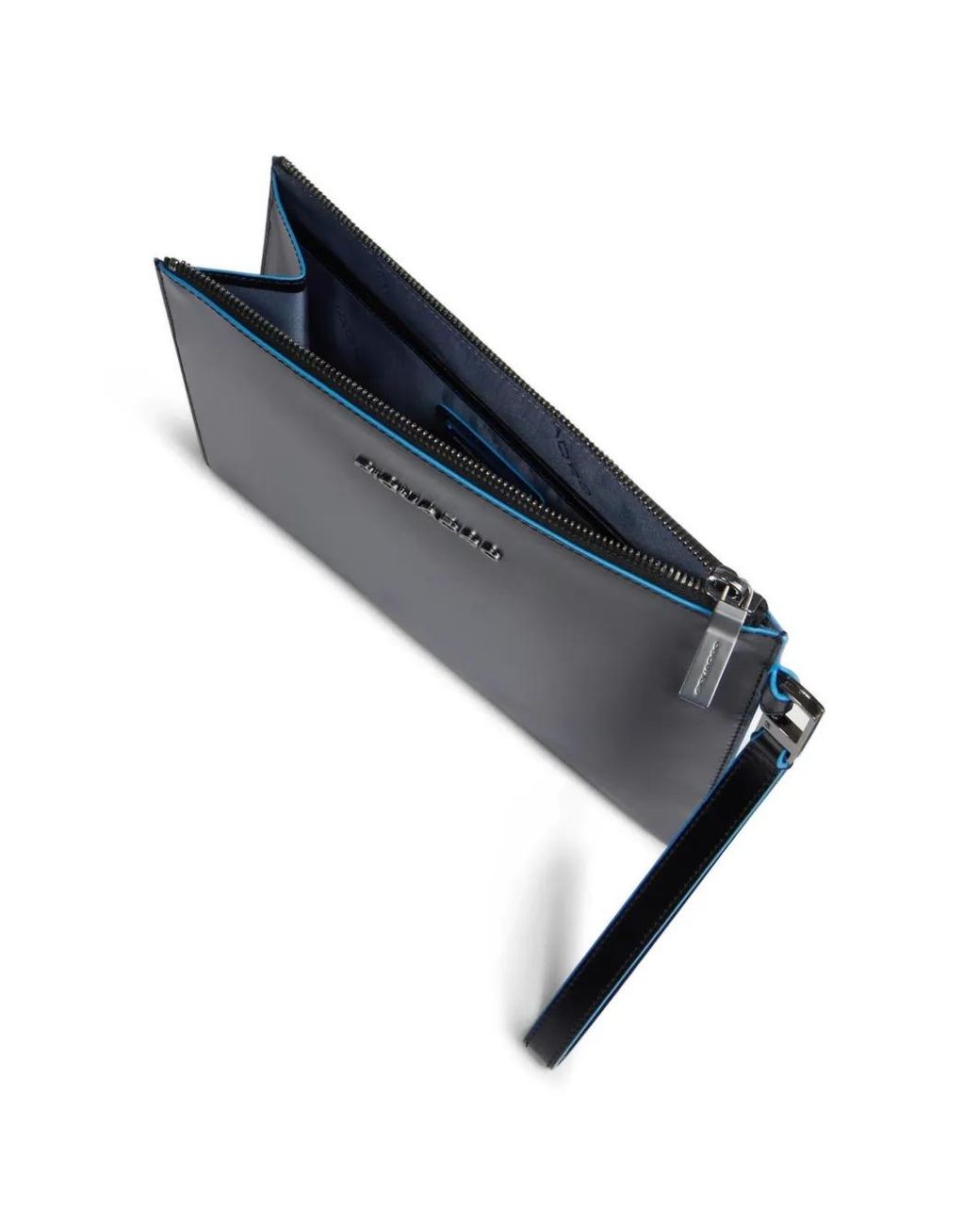 Piquadro Black Logo-Plaque Leather Clutch Bag