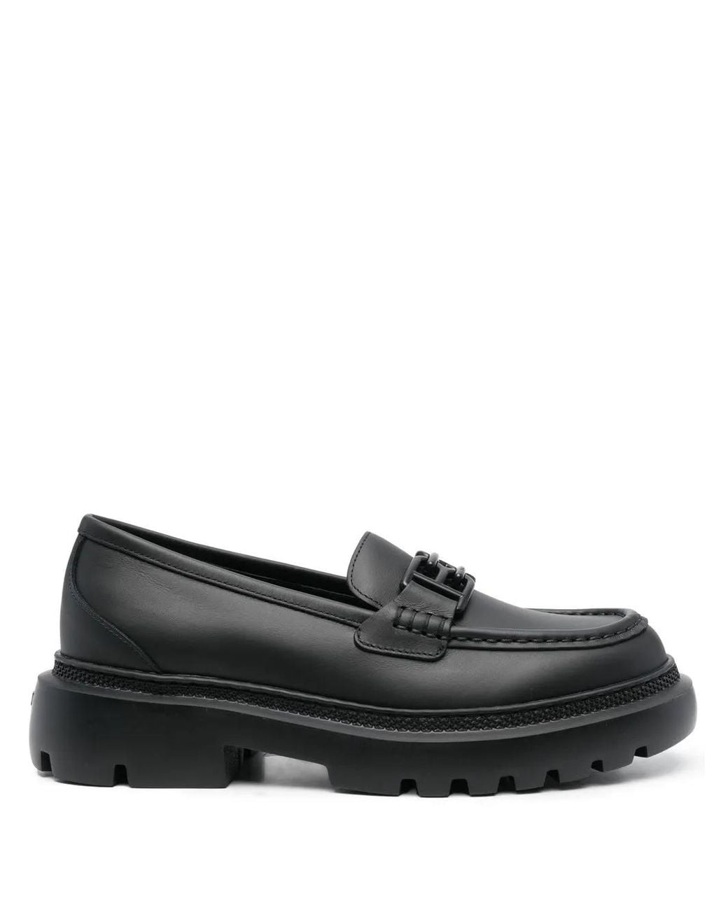 Bally Black Matte Logo-Plaque Detail Loafers