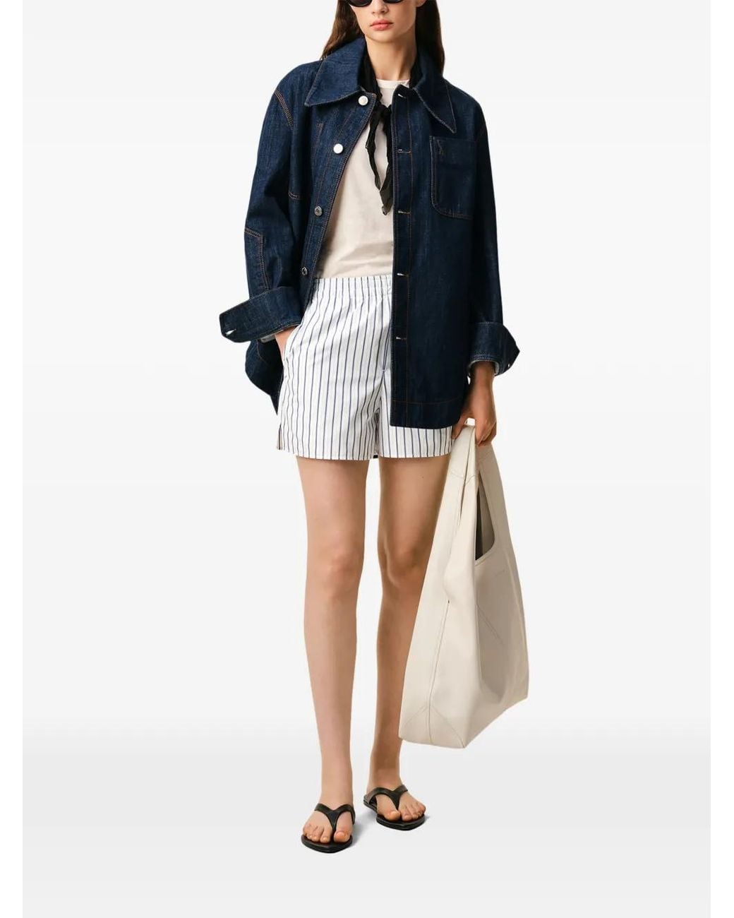 AMI White Cotton Elasticated Shorts