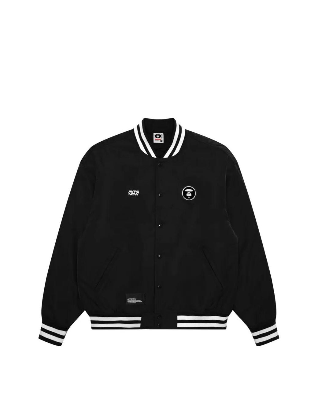 Aape By A Bathing Ape Black Logo-Patch Striped-Trim Bomber Jacket for men