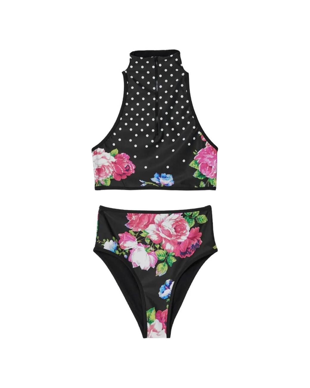 Moschino White Floral Polka-Dot Bikini