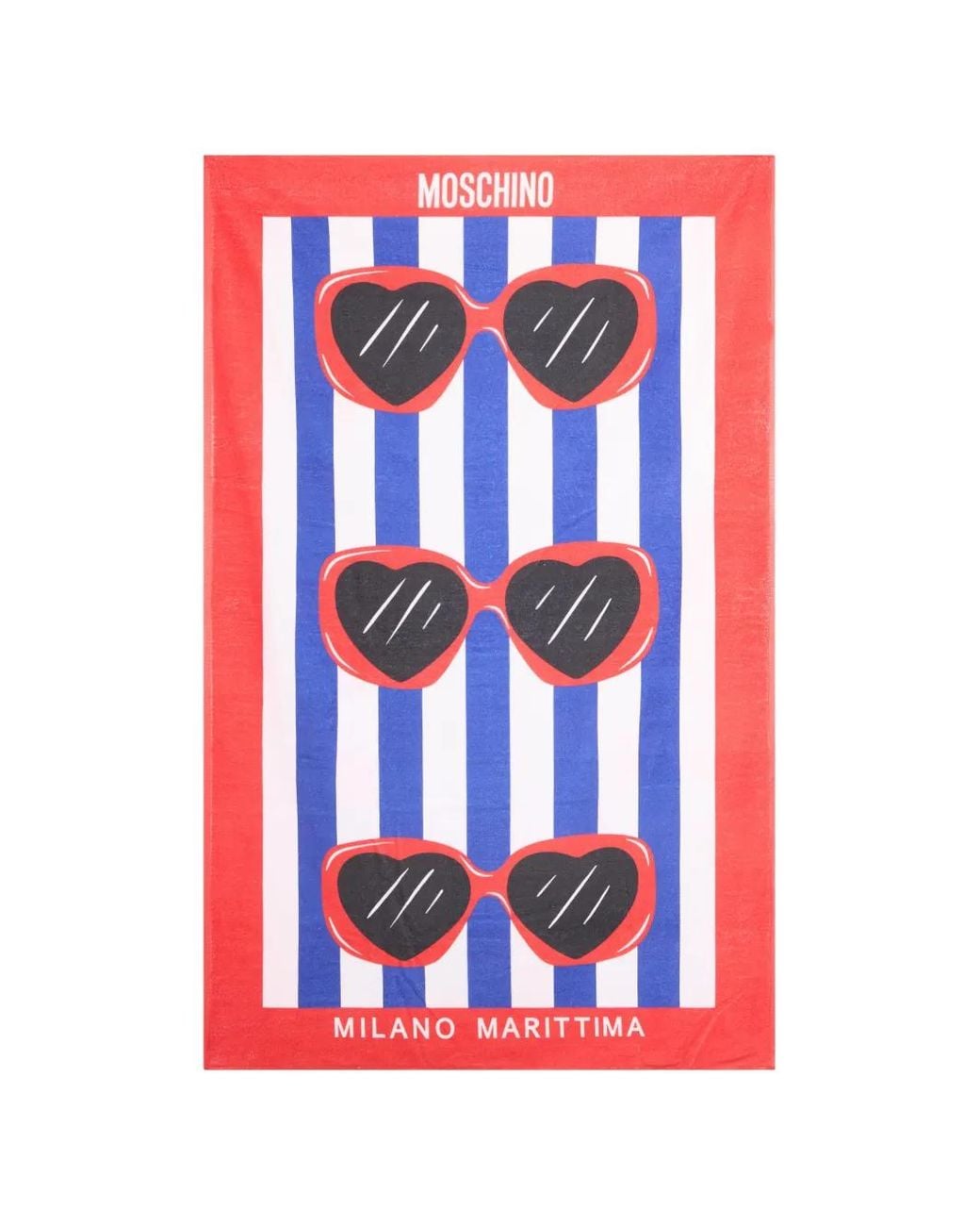 Moschino White Serviette De Plage Rayée À Imprimé Cœur