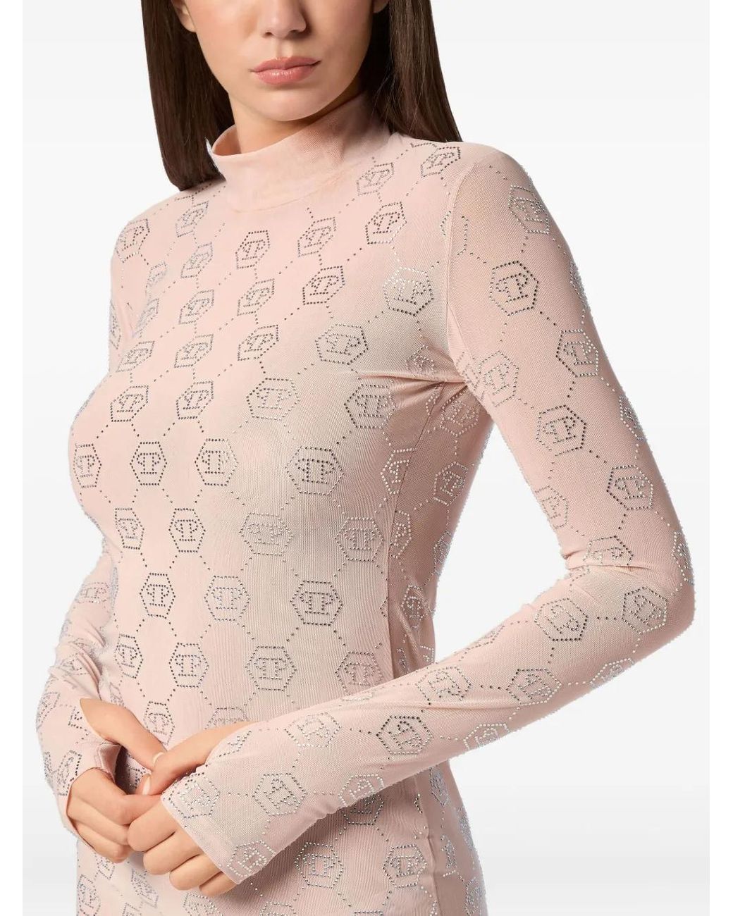 Philipp Plein Pink Monogram Jersey Dress