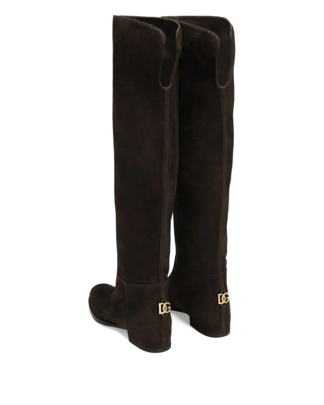Dolce & Gabbana Black Dolce & Gabbana Suede Boots With Logo Plaque