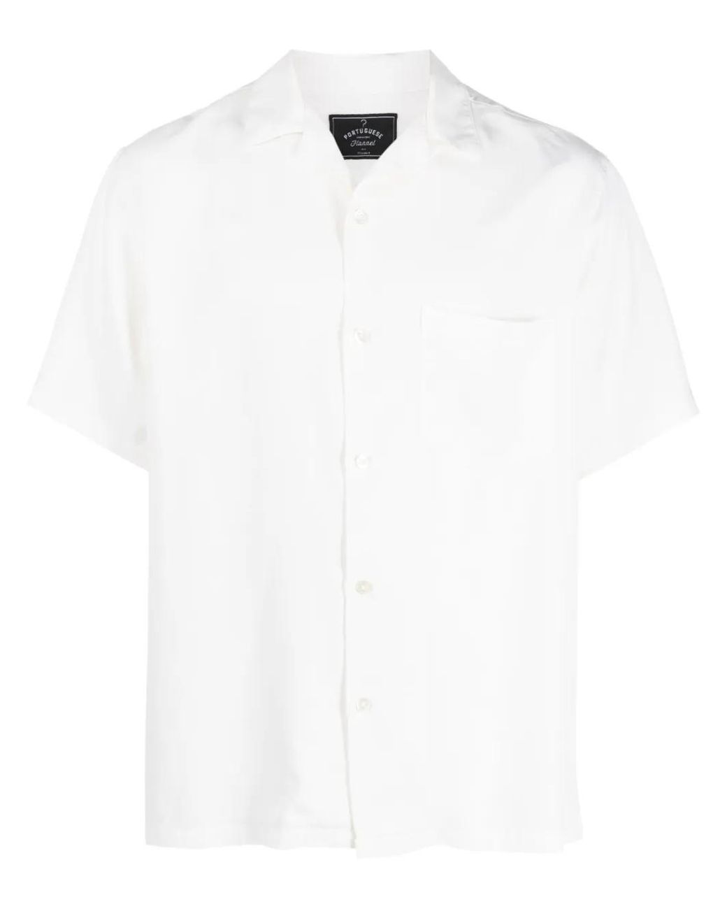 Portuguese Flannel White Tencel Short-Sleeved Shirt for men