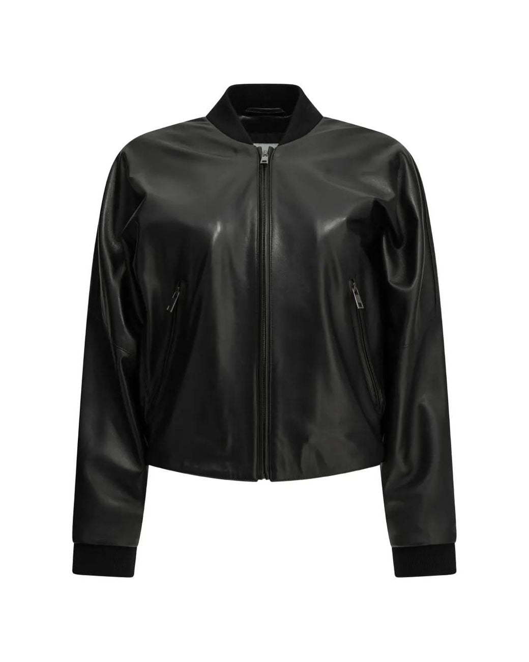 Semler Black Leather Bomber Jacket