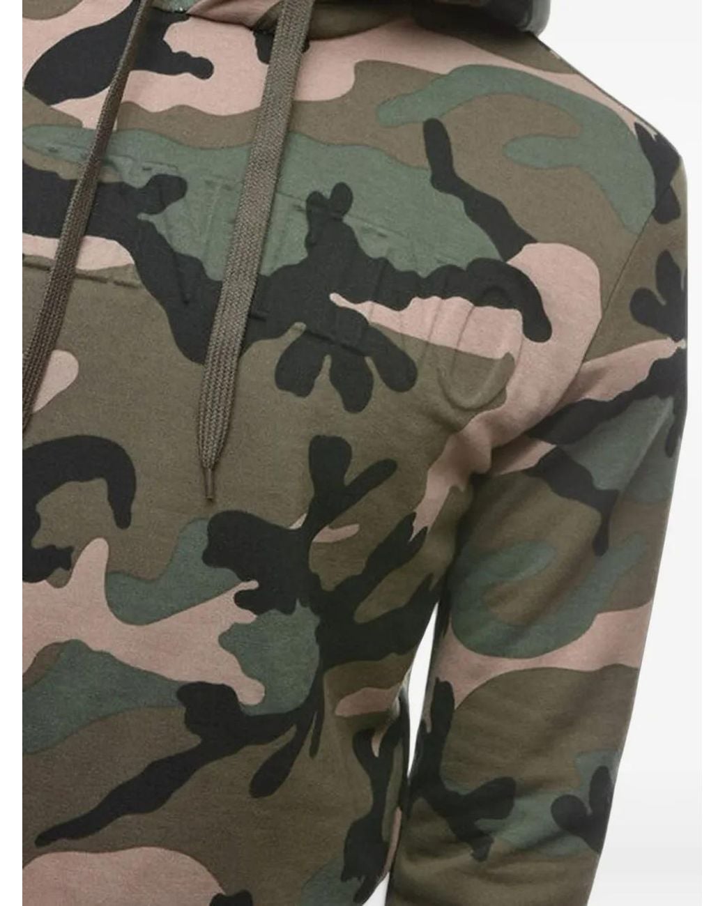 Valentino Garavani Black Camouflage-Print Embossed-Logo Hoodie for men