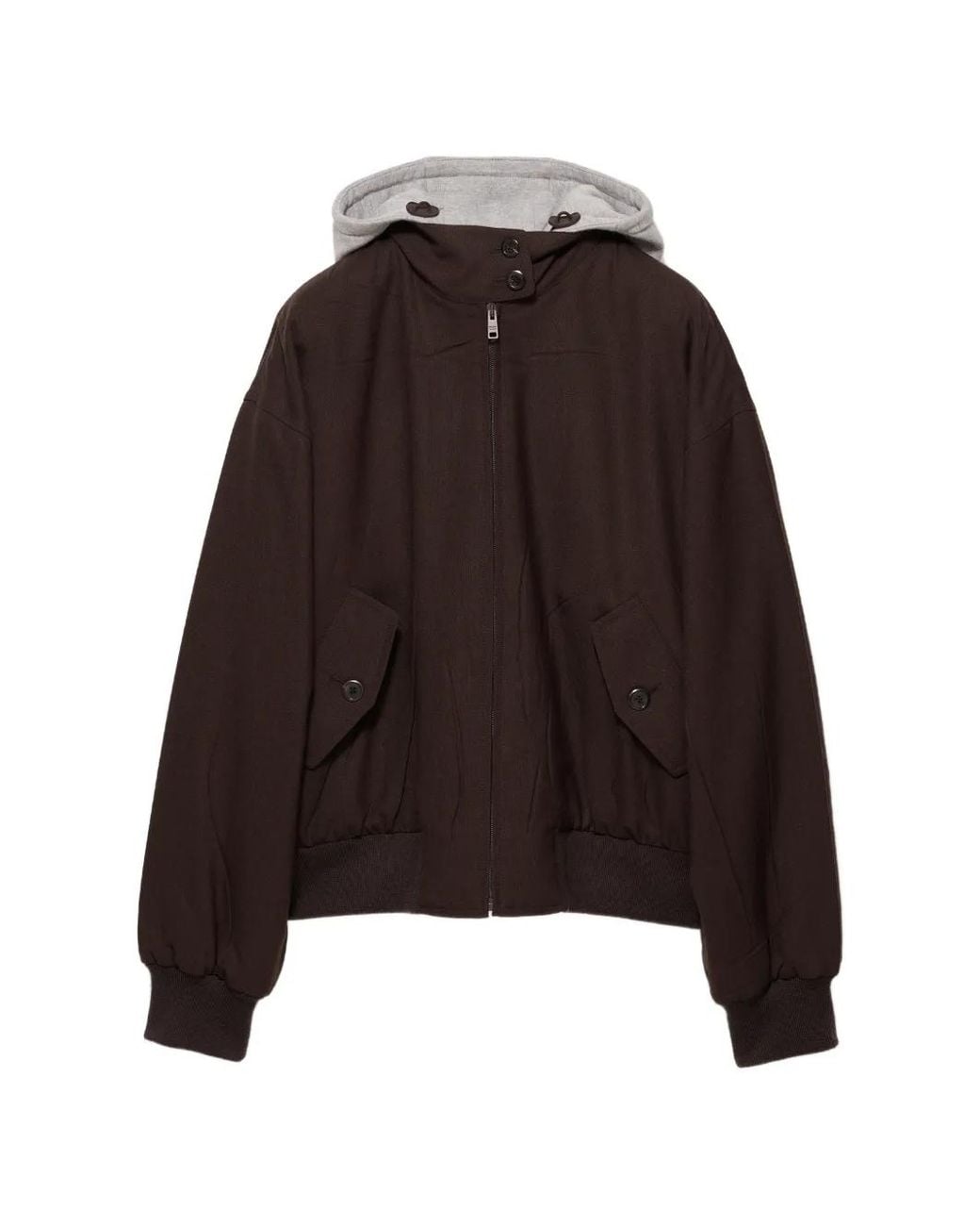 Prada Brown Hooded Rush-Stitch Jacket