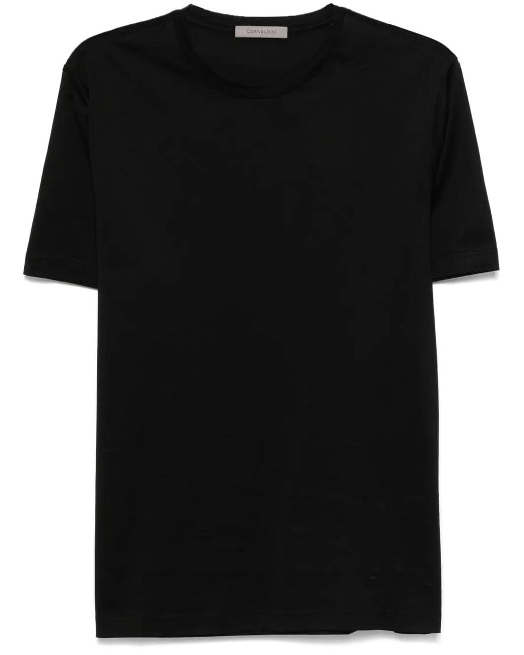 Corneliani Black Embroidered-Logo T-Shirt for men
