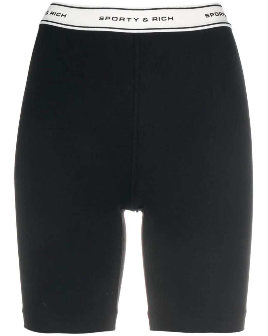Sporty & Rich Black Logo-Waistband Shorts