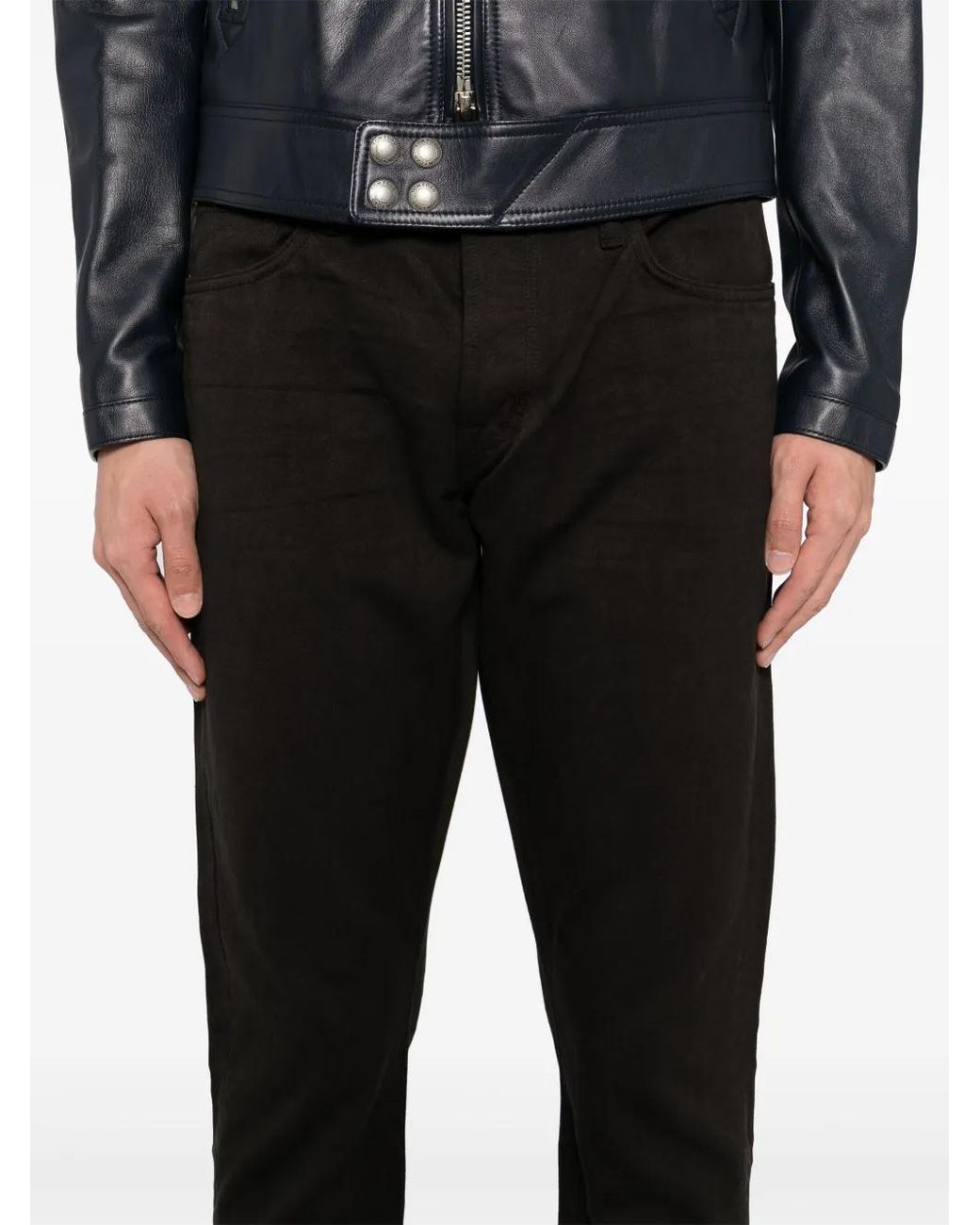 Tom Ford Black Compact Twill Slim-Fit Jeans for men