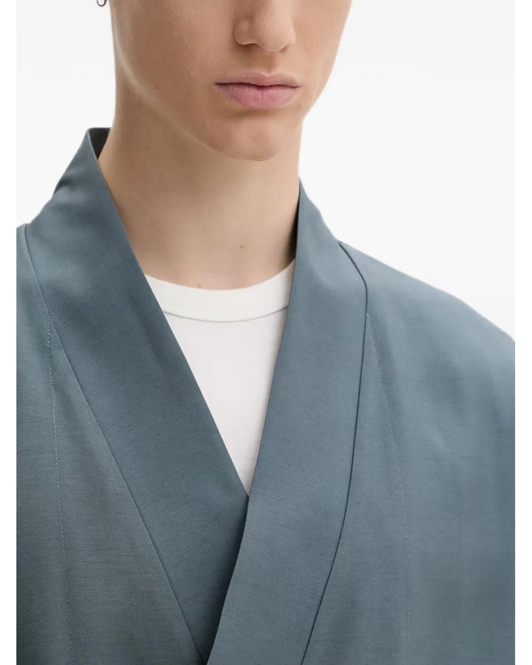 KENZO Blue Kimono-Style Wrap Jacket for men