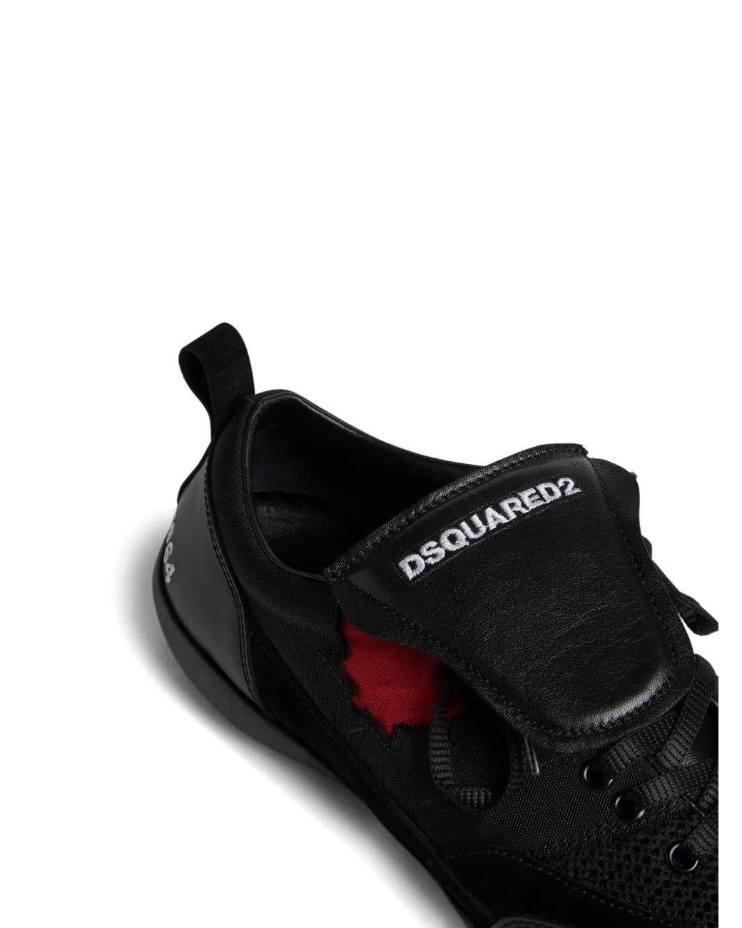 DSquared² Black Maple-Leaf Leather Sneakers for men