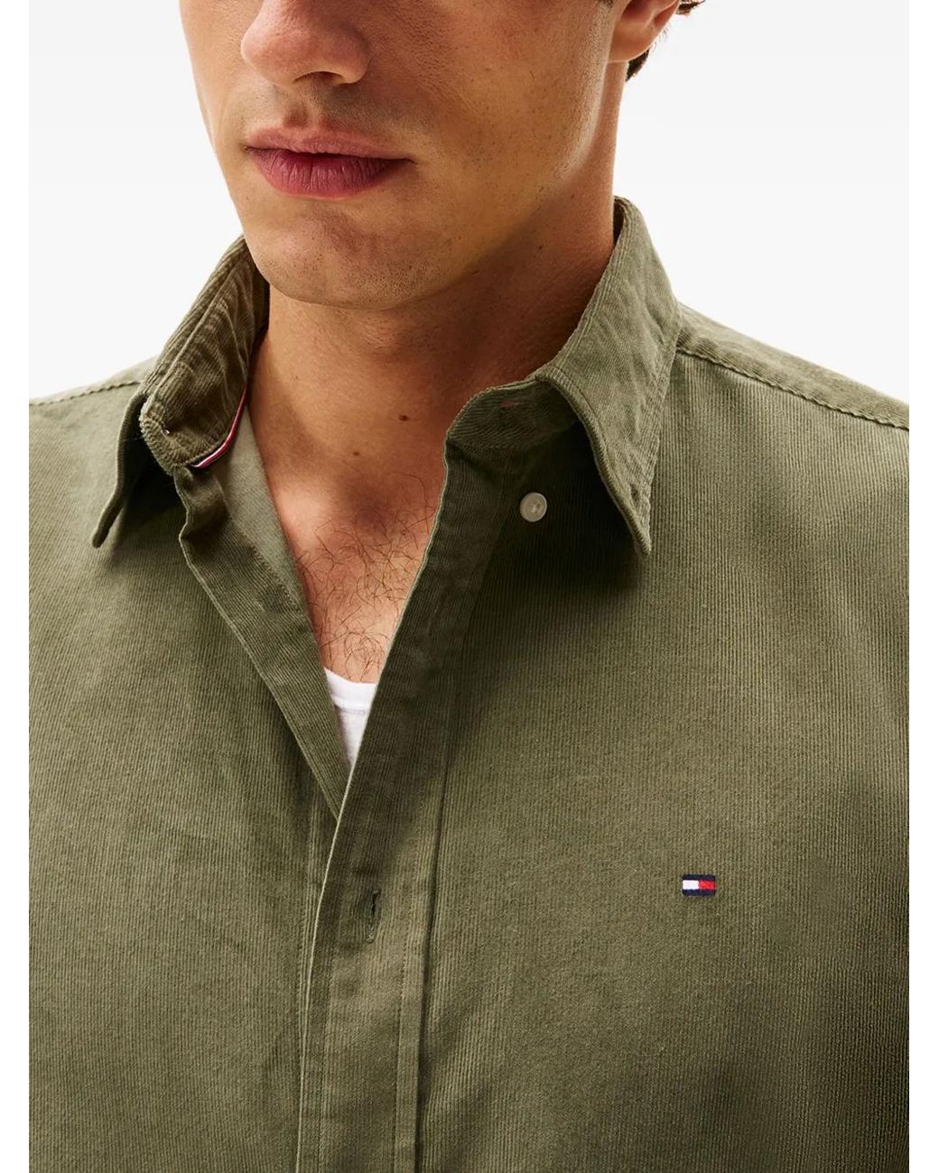 Tommy Hilfiger Green Buttoned Corduroy Shirt for men