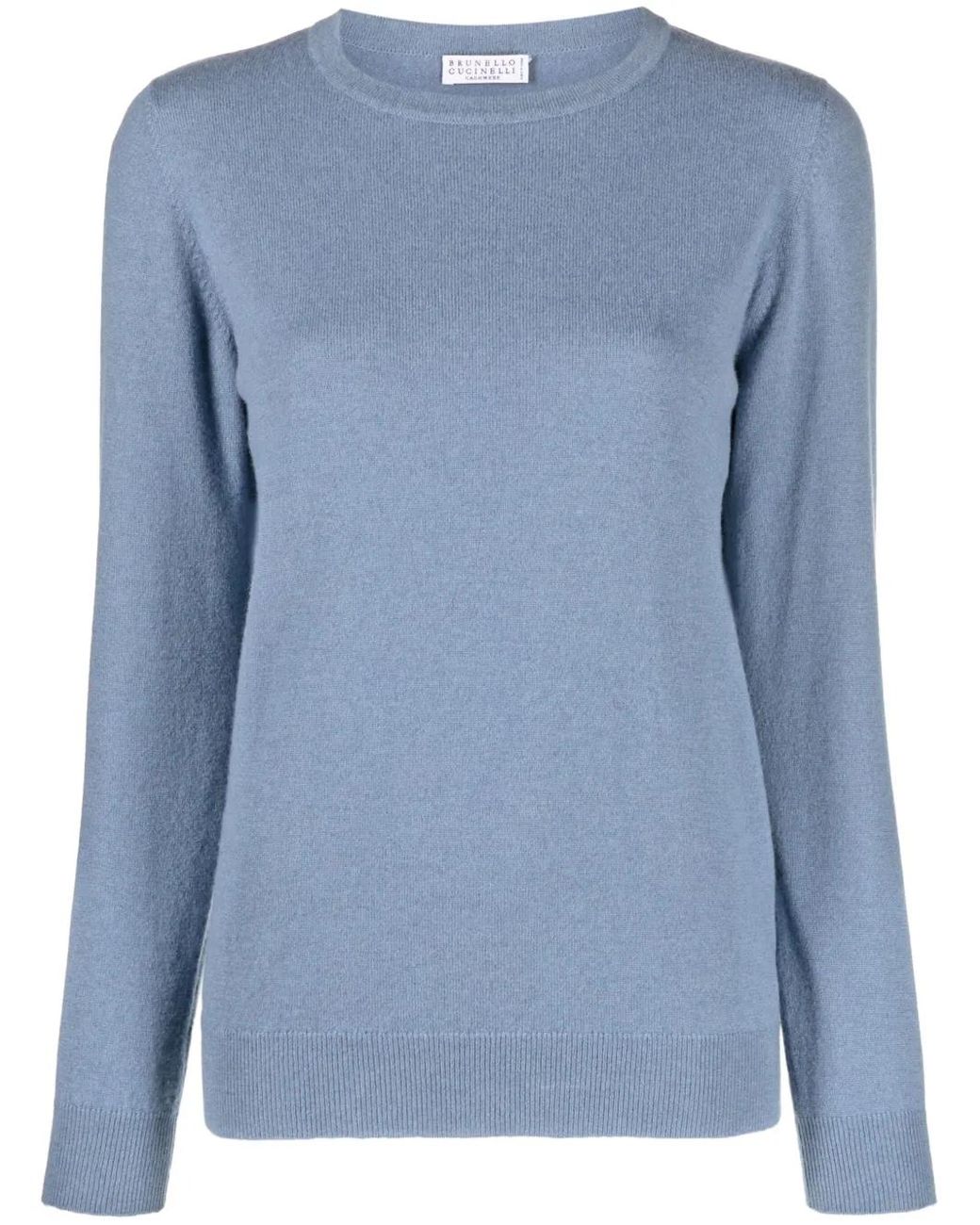 Brunello Cucinelli Blue Cashmere Crew-Neck Jumper