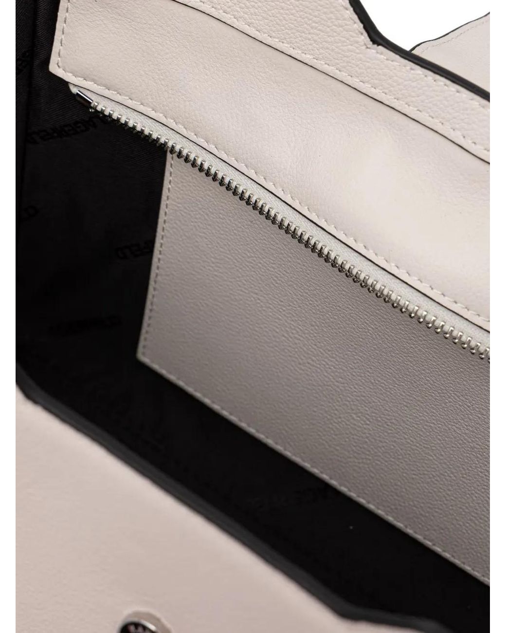 Karl Lagerfeld Natural Logo-Plaque Grained-Leather Tote Bag