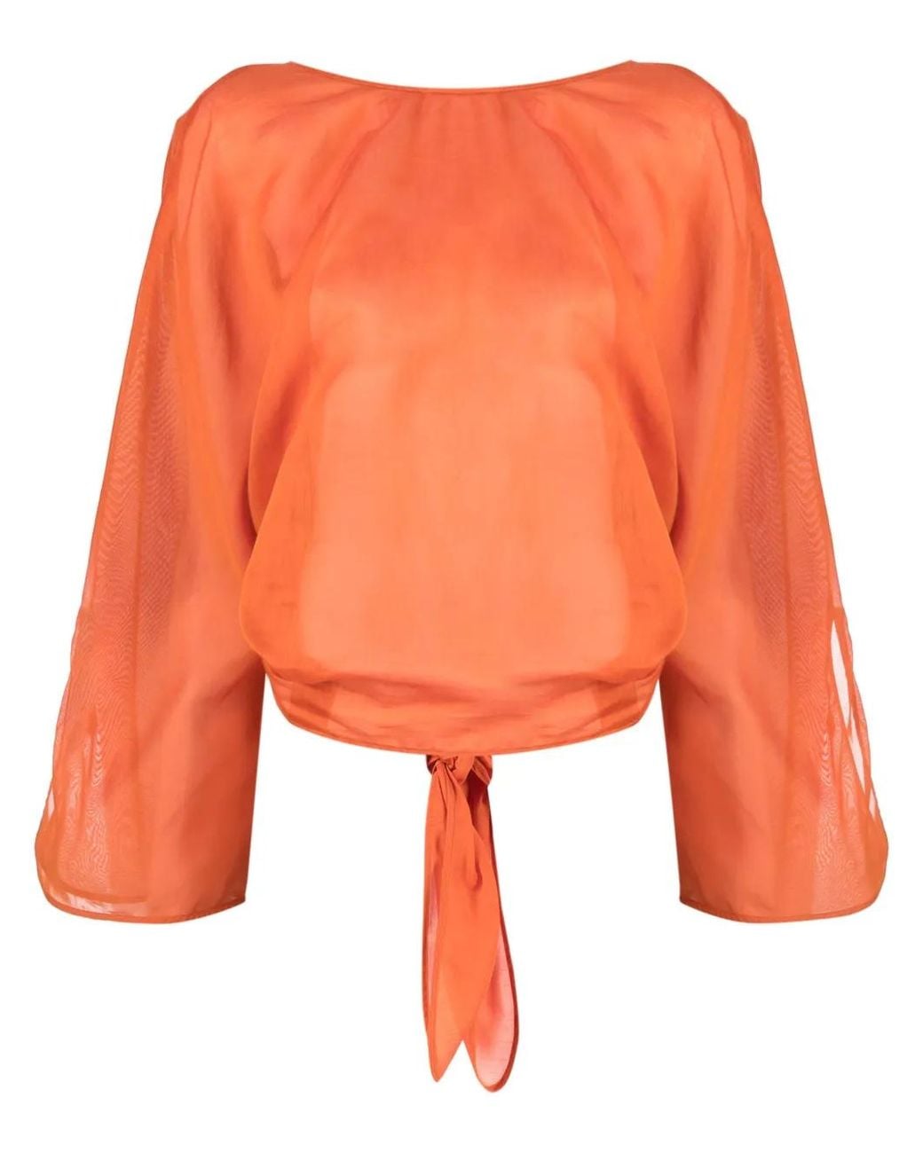 Alberta Ferretti Orange V-Back Long-Sleeve Blouse