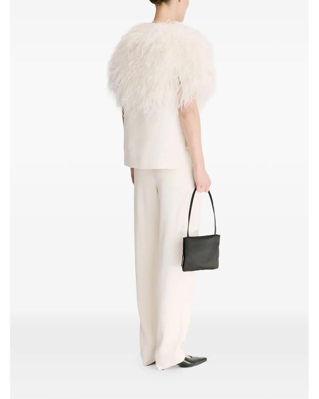 Loulou de Saison White Iona Feather-Trim Blouse