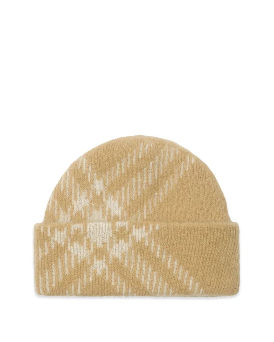 Burberry Natural Check Mohair Wool Blend Beanie for men
