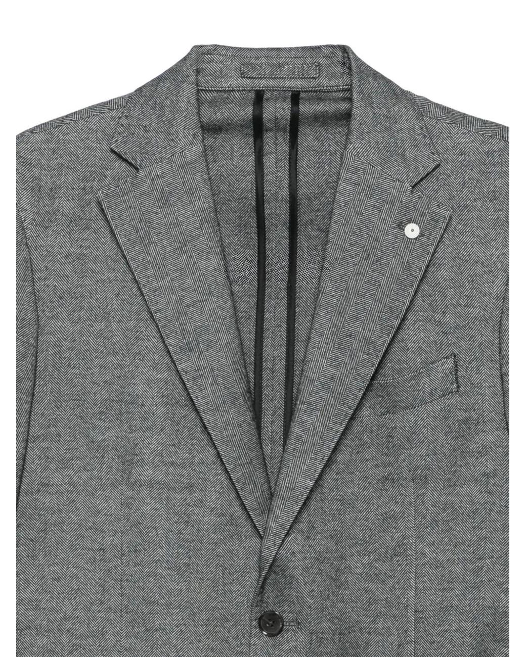 L.b.m. 1911 Gray Blazer En Cachemire À Chevrons for men