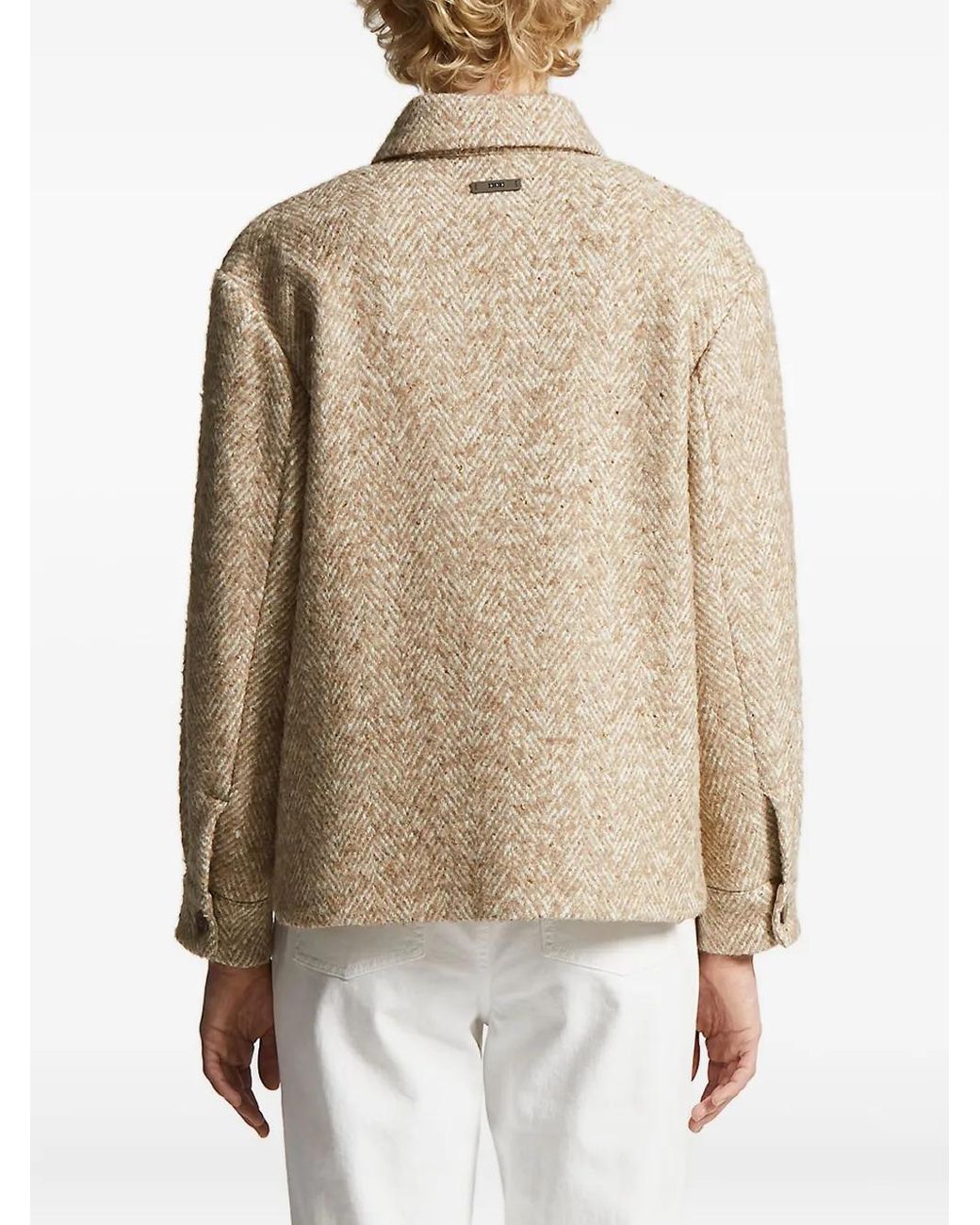 Peserico Natural Herringbone Button Jacket
