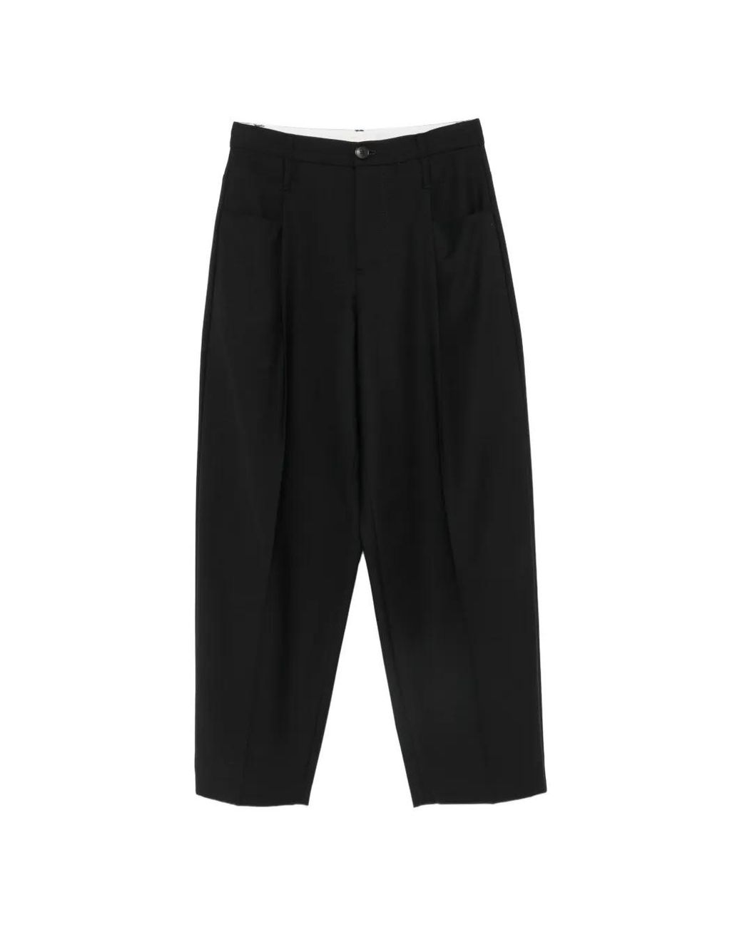 Tela Black Pleated-Detail Cropped Trousers