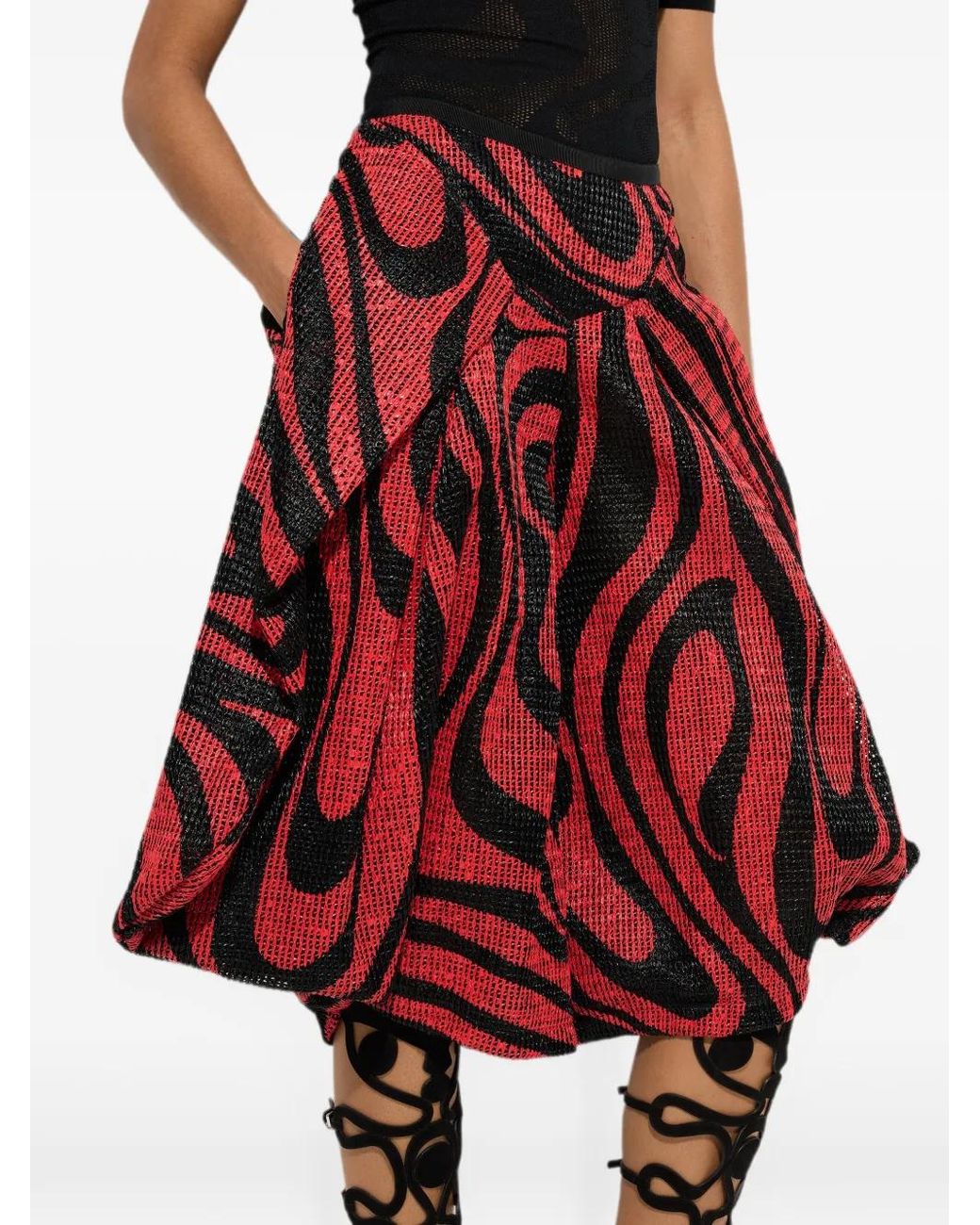 Emilio Pucci Red Pantalon Ample À Imprimé Marmo