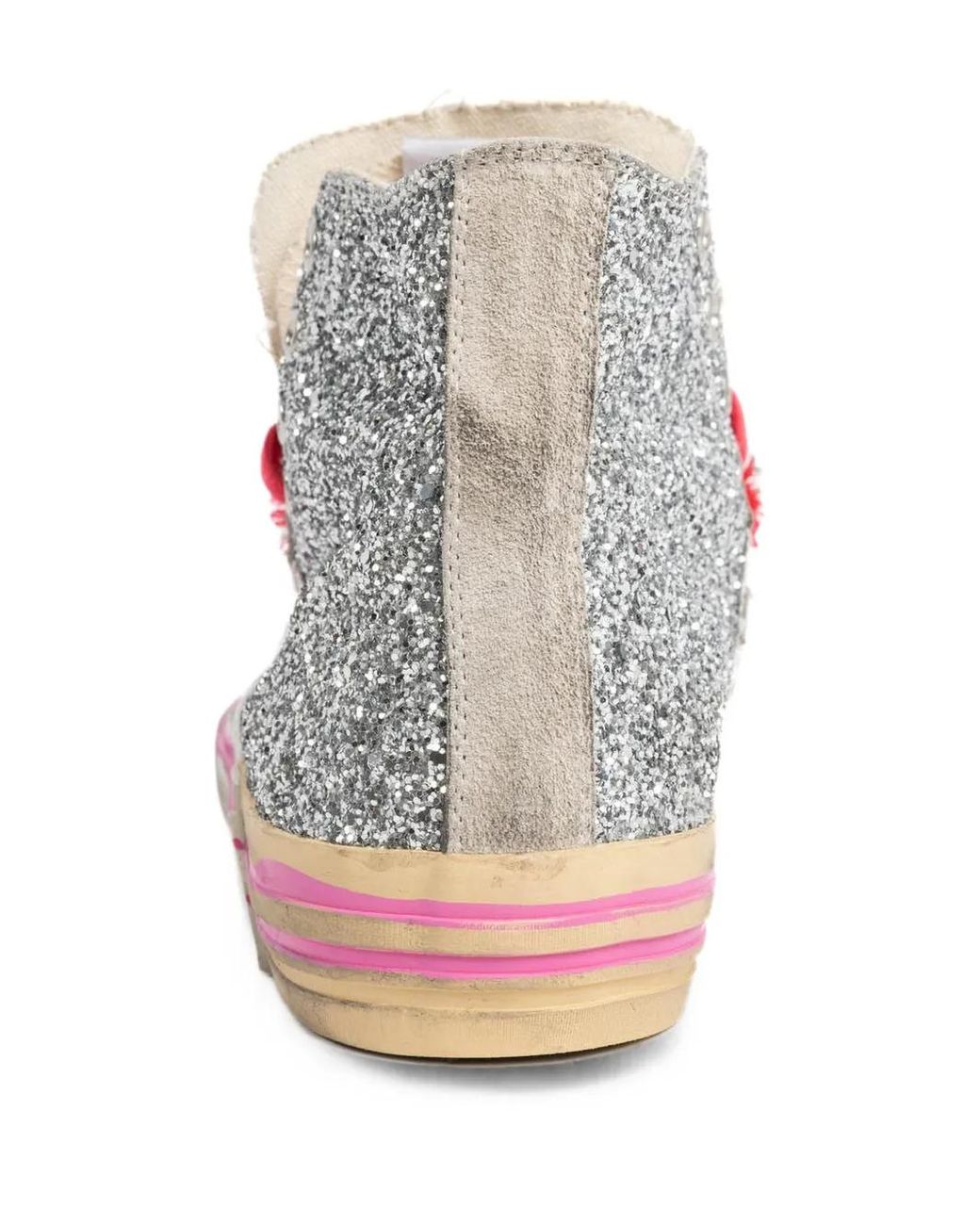 Paul Esterlin White Glitter-Detail High-Top Sneakers