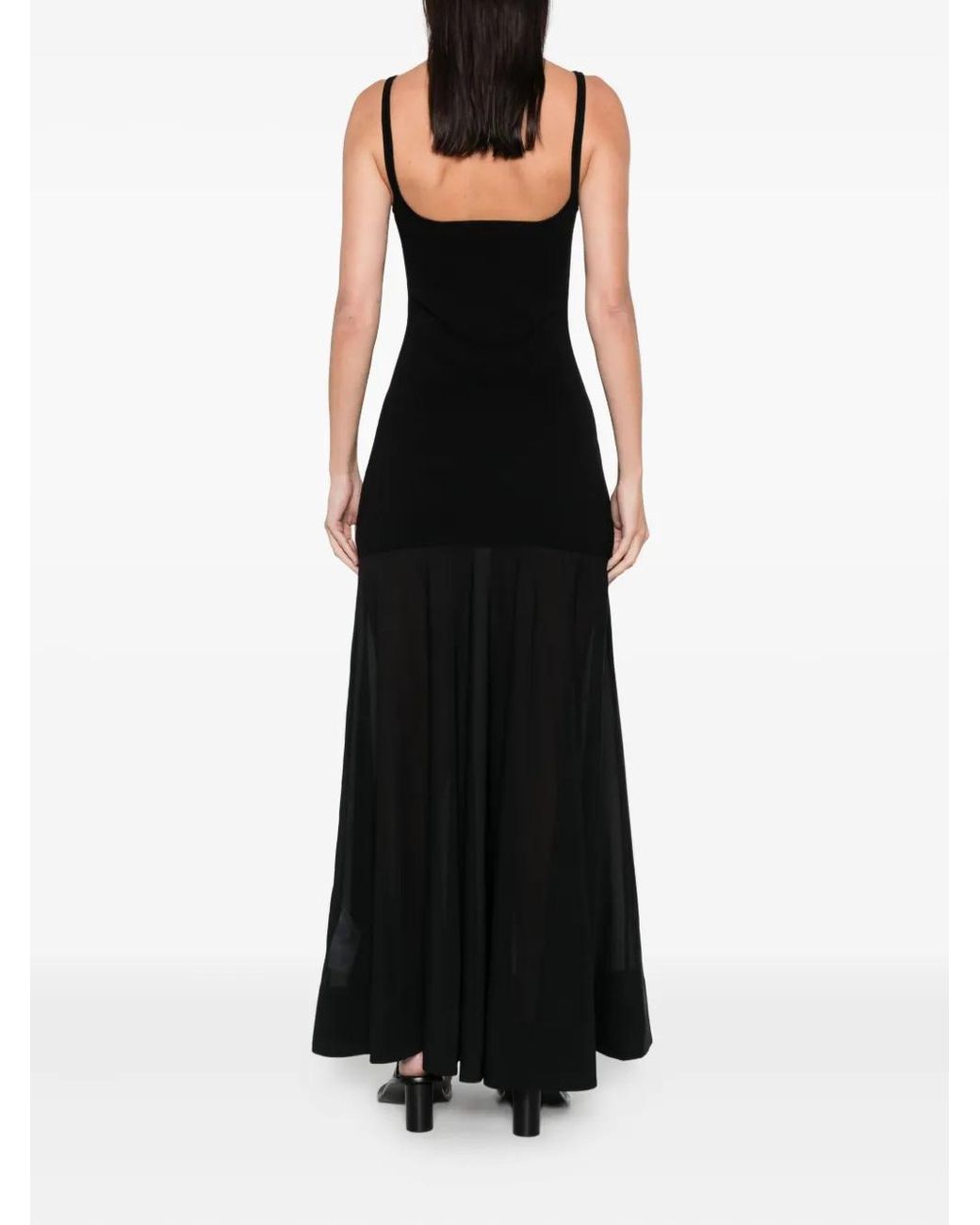St. Agni Black Sheer Silk Circle Hem Dress