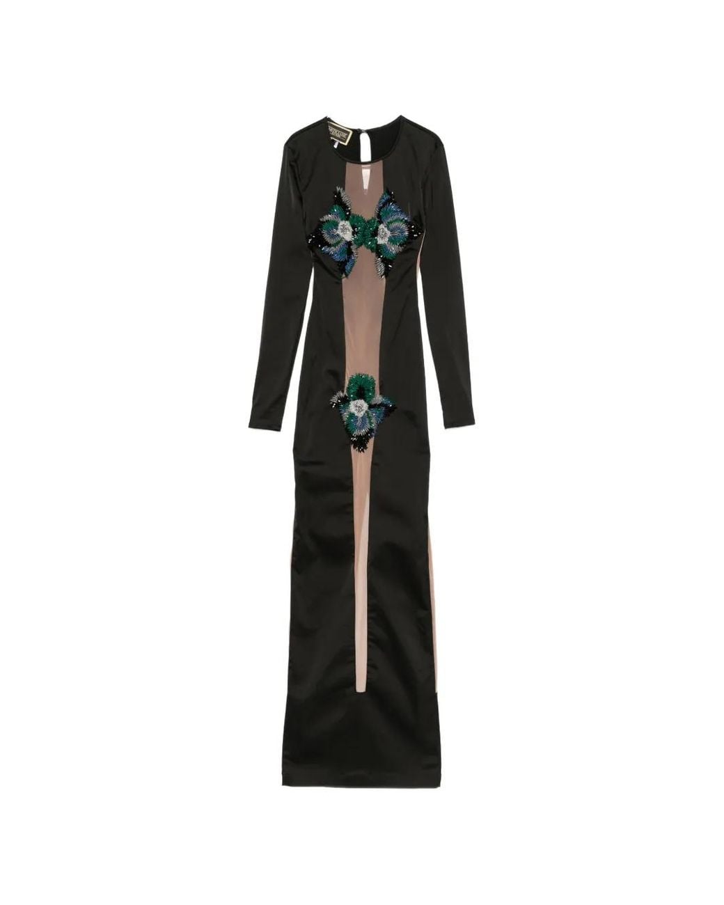 MITILIANE COUTURE Black Floral-Embellished Cut-Out Maxi Dress