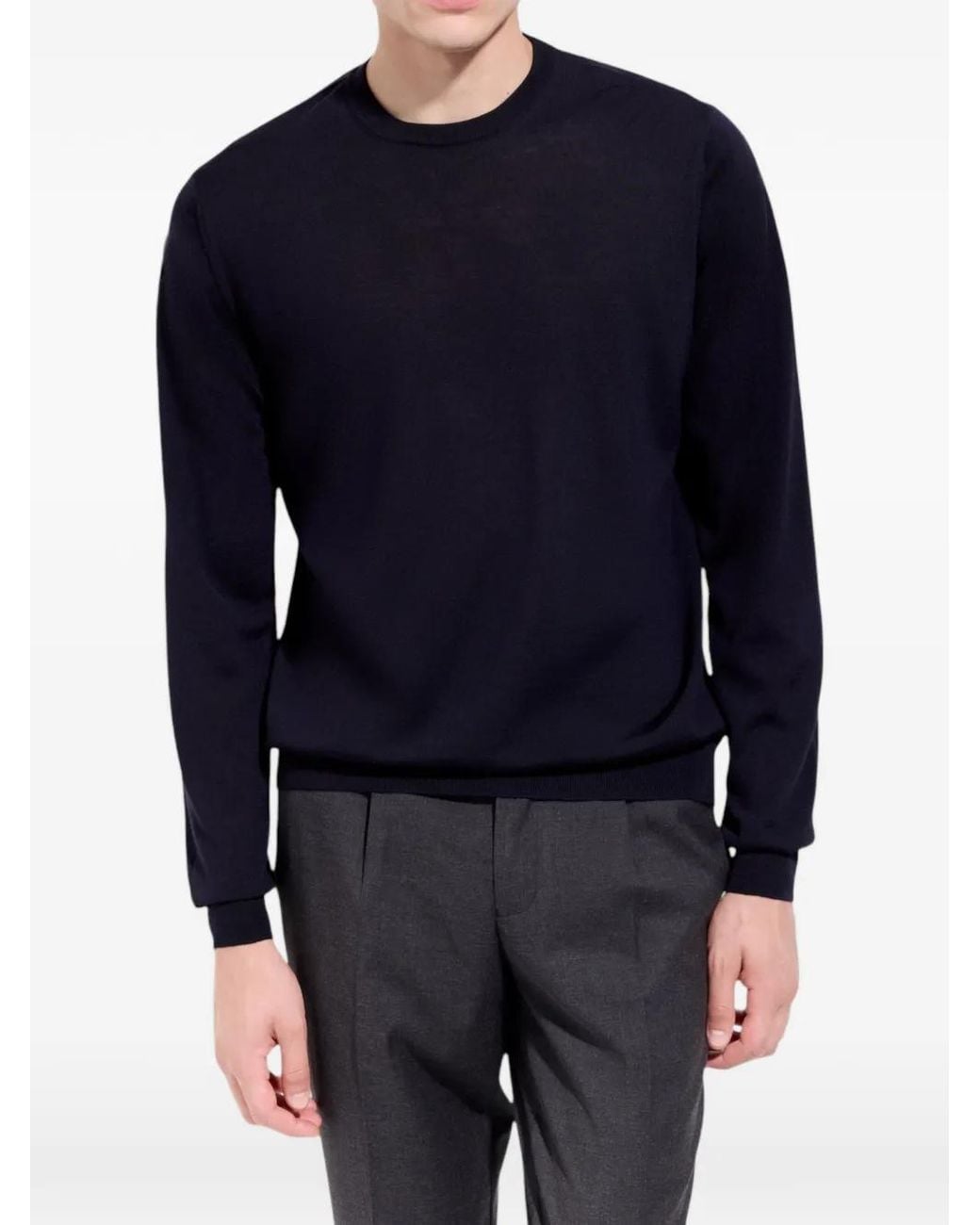 FILIPPO DE LAURENTIIS Blue Crew-Neck Long-Sleeve Sweater for men