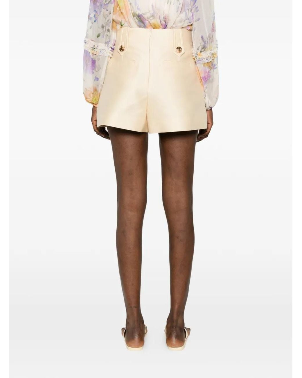 Zimmermann Natural Button-Tab Pleated Shorts
