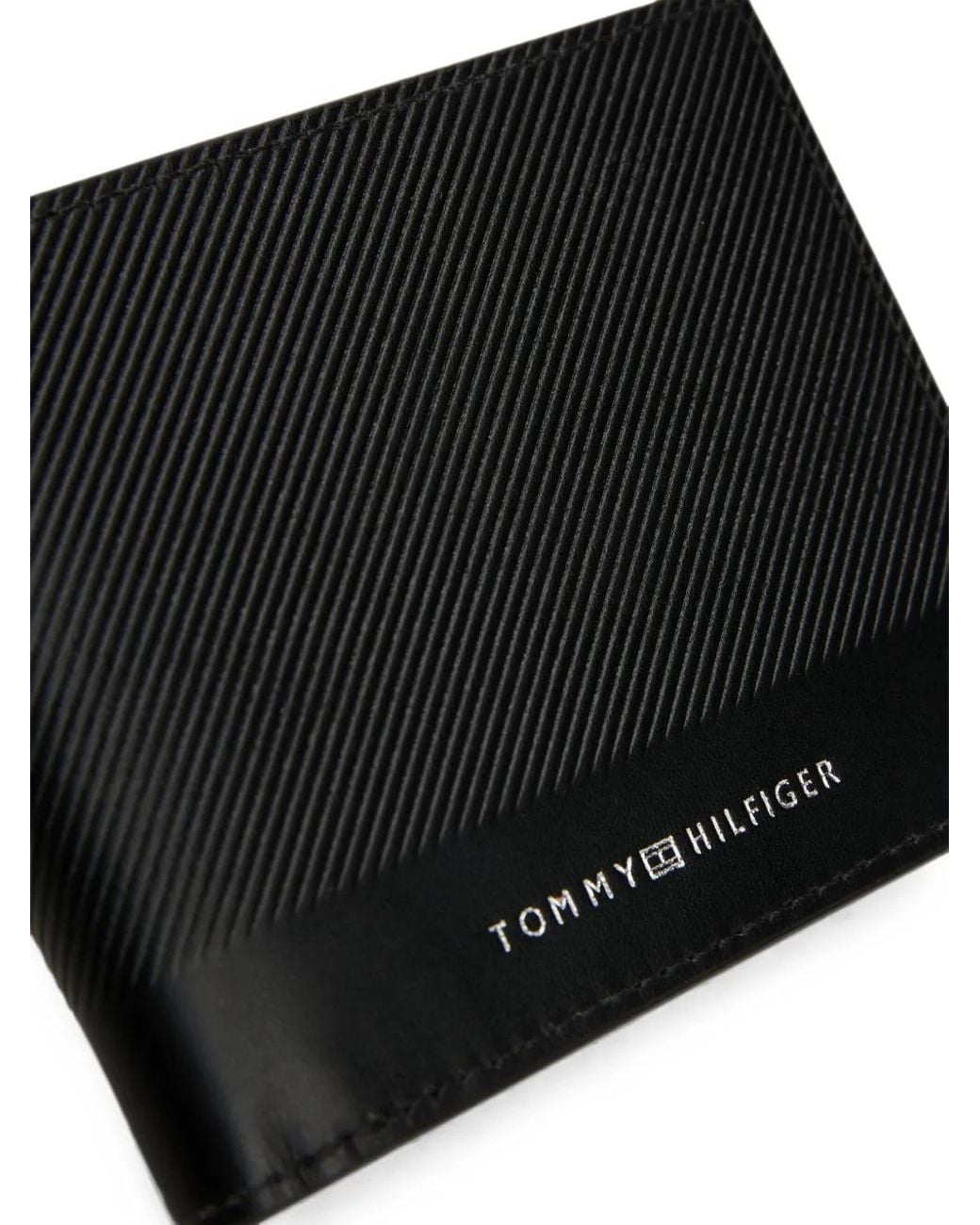 Tommy Hilfiger Black Logo-Detail Diagonal-Textured Wallet for men