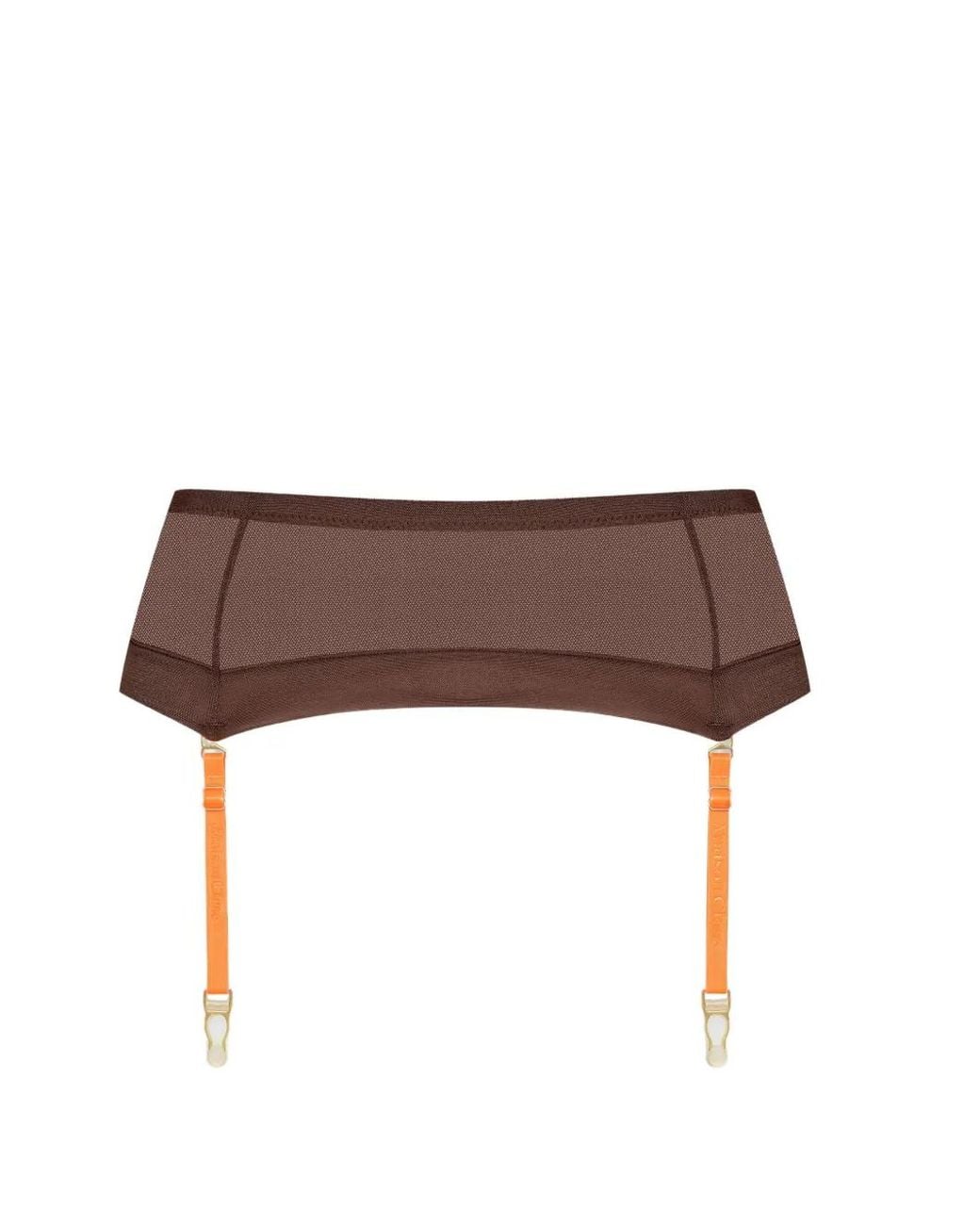 Maison Close Brown Corps À Corps Semi-Sheer Garter Belt