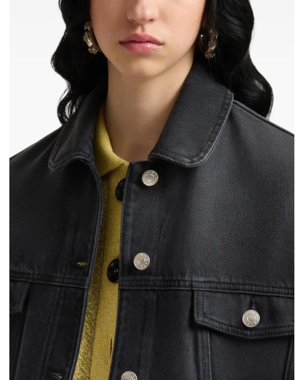 Marni Black Veste En Denim À Martingale
