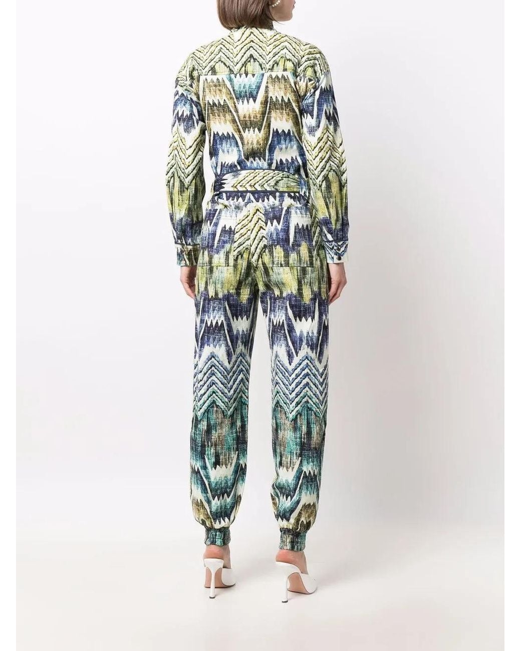 Chufy Blue Patterned Belted Jumpsuit