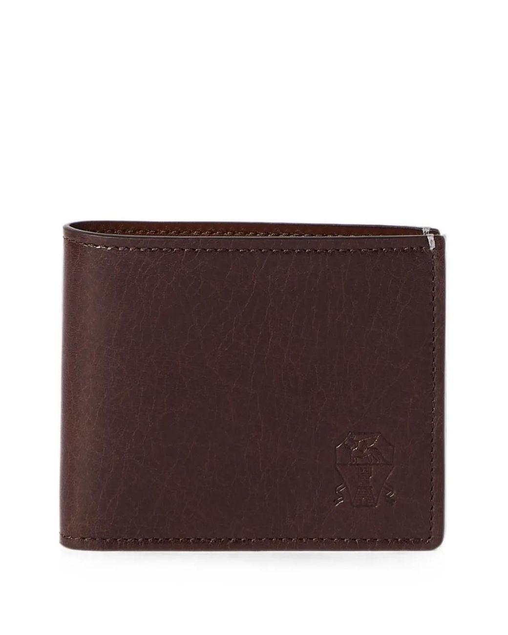 Brunello Cucinelli Brown Portefeuille En Cuir Brossé for men