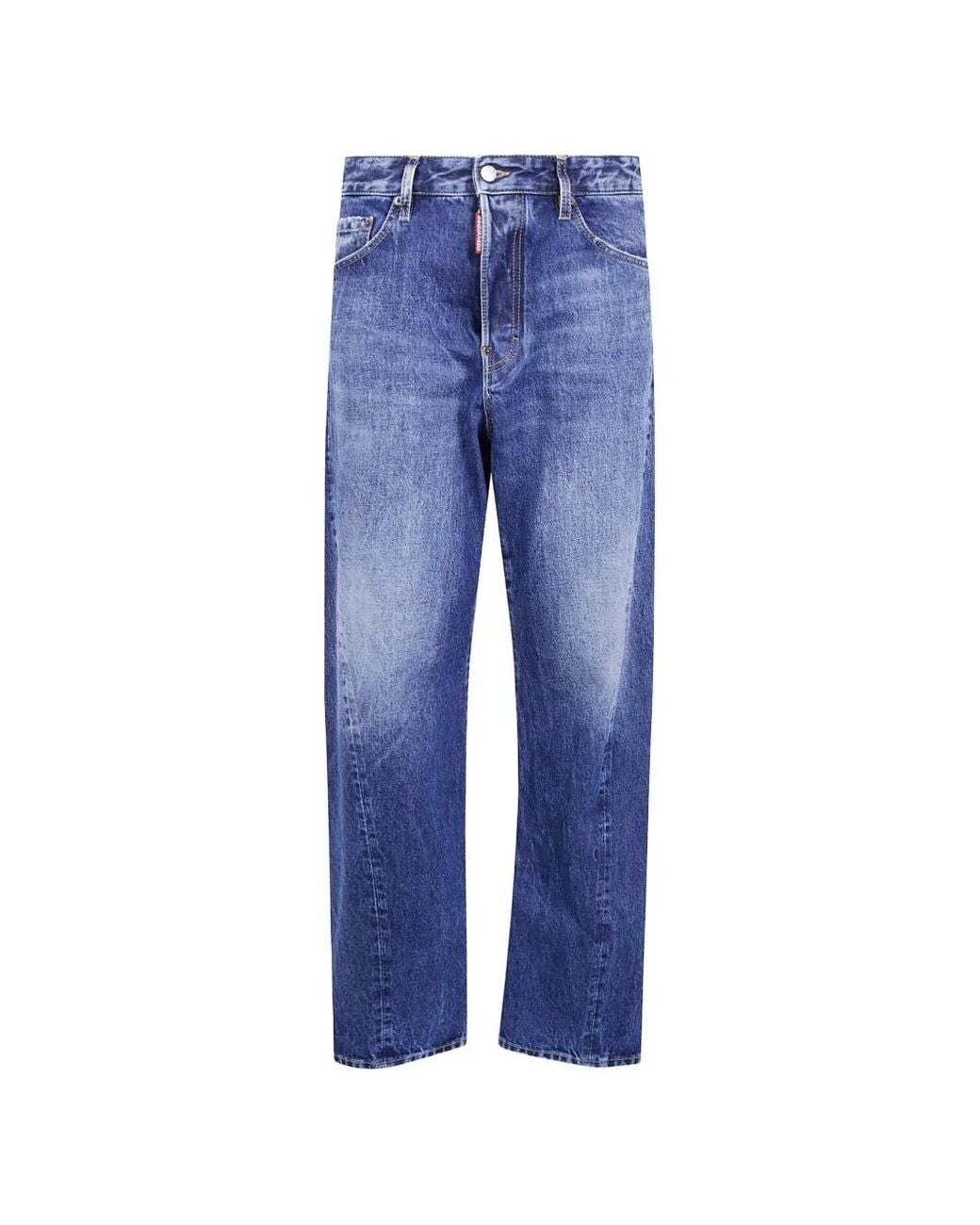 DSquared² Blue Checked-Pocket Wide-Leg Jeans for men