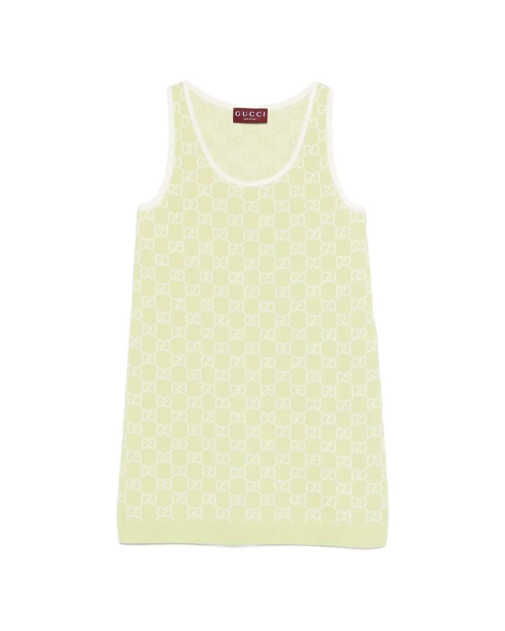 Gucci Yellow Gg Fine Cotton Jacquard Dress