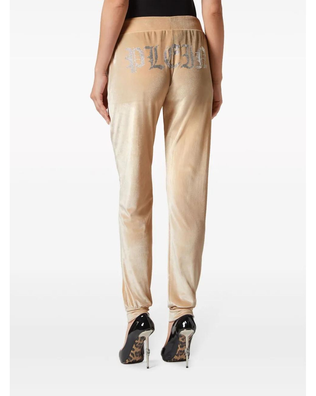Philipp Plein Natural Gothic Plein Velour Track Pants