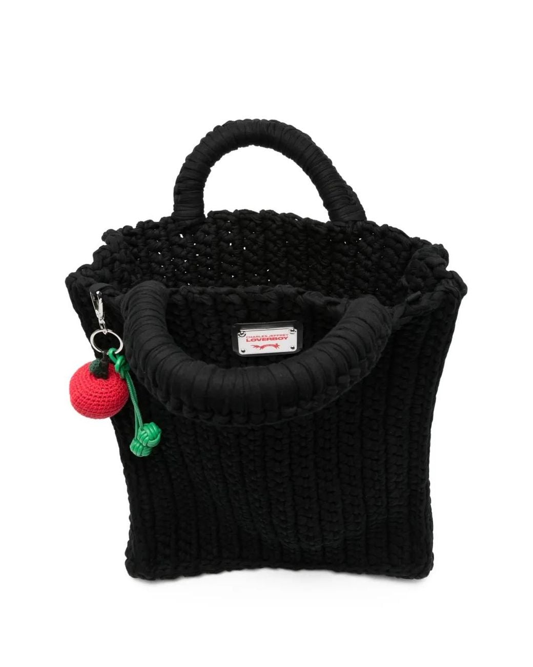 Charles Jeffrey Black Large Apple-Charm Tote Bag