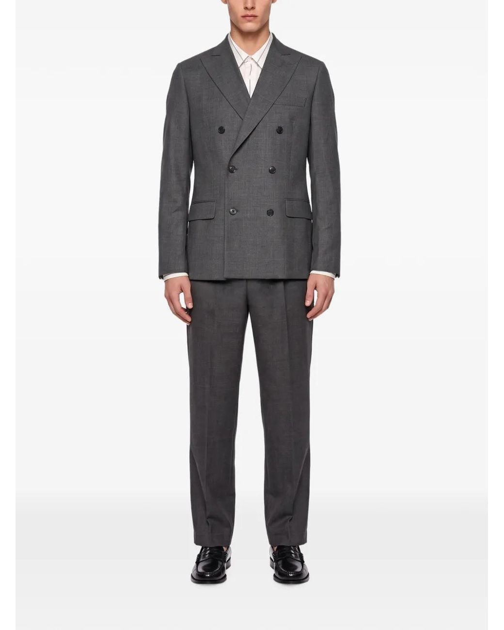 Another Aspect Black Double-Breasted Peak-Lapel Jacket for men