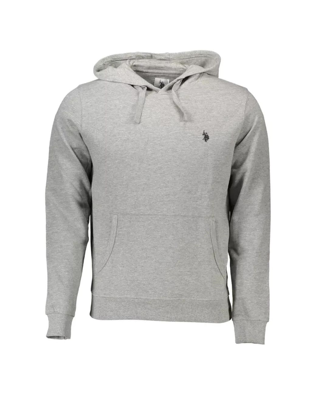 U.S. POLO ASSN. Gray Logo-Embroidered Hoodie for men